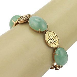 Vintage 14k YGold Jade Oriental Lucky Bracelet